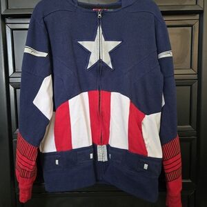 Marvel Avengers Captain America Mask Zip UP Hoodie By Mad Engine Size Large